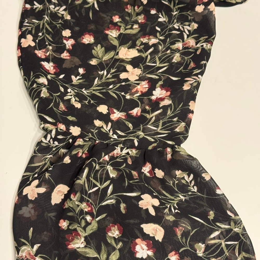 Alfani Black Floral Pink Flowy Feminine Long Bohemian Long Sleeve Blouse - Picture 6 of 7